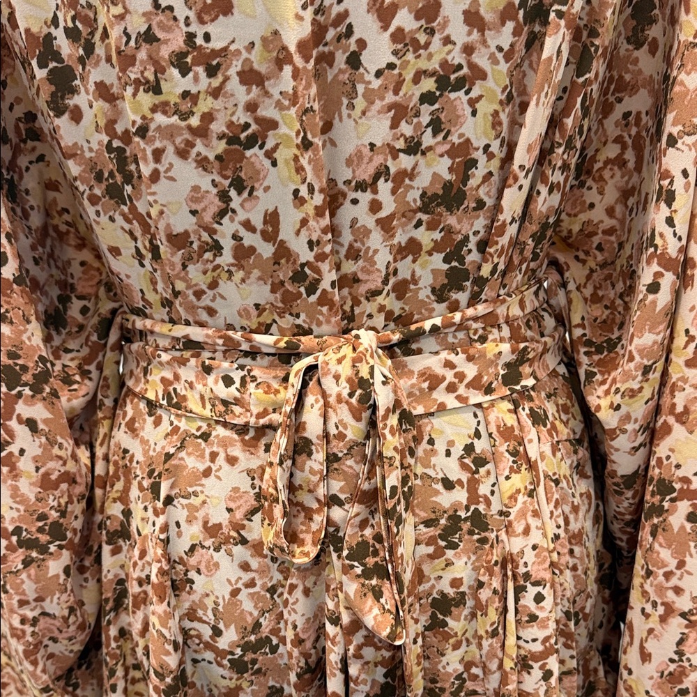 TALULAH Long Sleeve Dress in Brown and Cream Floral - Picture 8 of 11